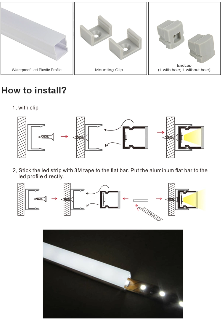 IP65 Plastic PVC LED Profile Strip Light, LED Plastic Profile