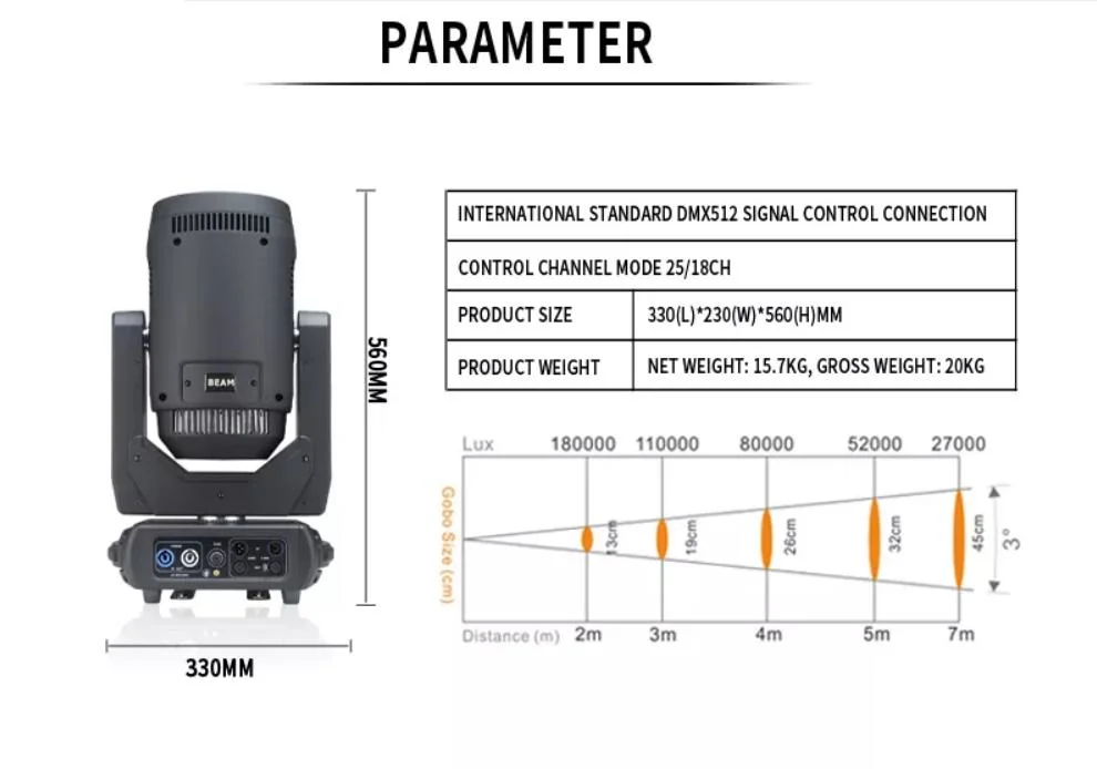 LED 300W Beam Spot Wash Moving Head Light Stage Light