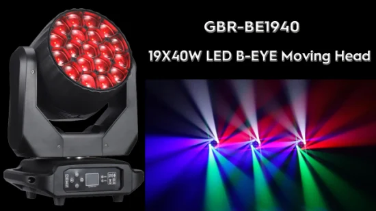 Gbr-Be1940 19X40W RGBW LED B-Eye Zoom Luz con cabezal móvil